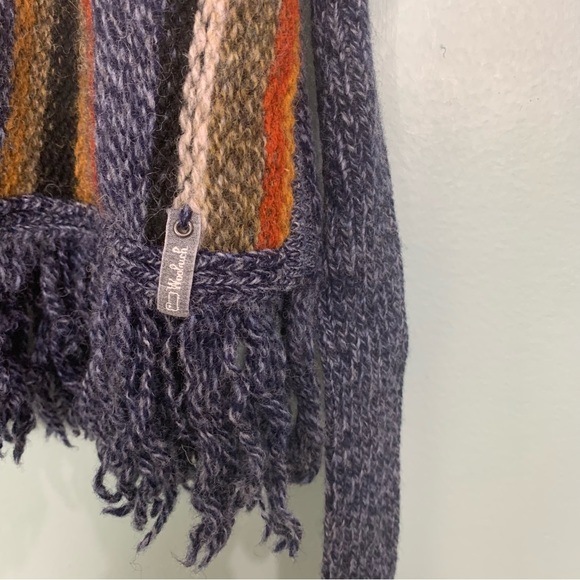 Woolrich shetland Wool Stripped Waist Cardigan Vest Multicolor Fringe Large - Picture 6 of 11